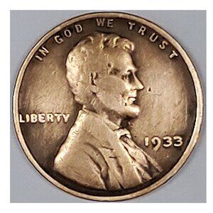 1933 1¢ LINCOLN WHEAT CENT COIN, NICE DETAIL RARE DEPRESSION-ERA PENNY